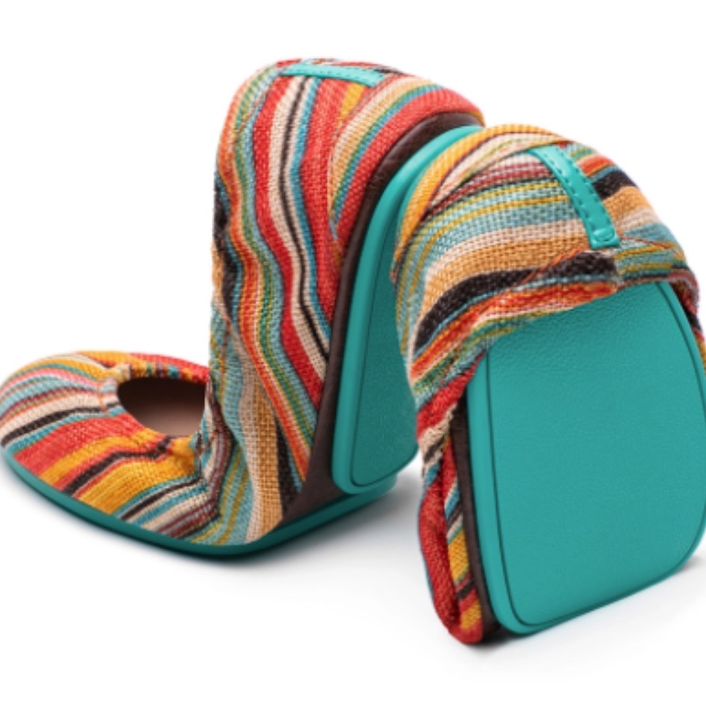 TIEKS By Gavrieli Vegan Textile Sunset Stripe Foldable Ballet Flats 10